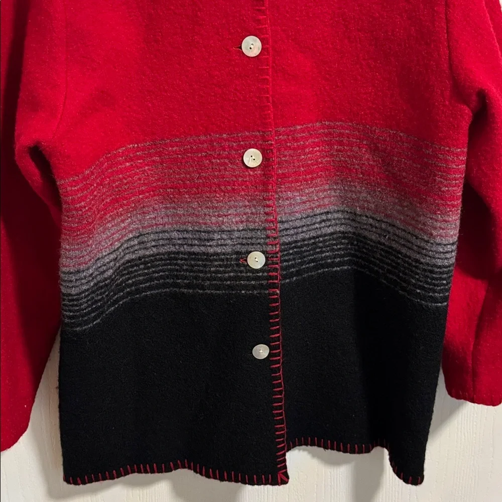 Vintage Lisa International Boiled Wool Button Down Jacket Women's M Colorblock